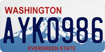 WA license plate AYK0986