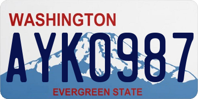 WA license plate AYK0987