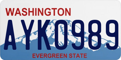 WA license plate AYK0989