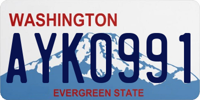 WA license plate AYK0991