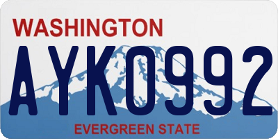 WA license plate AYK0992