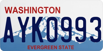WA license plate AYK0993