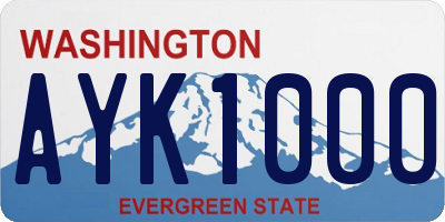 WA license plate AYK1000