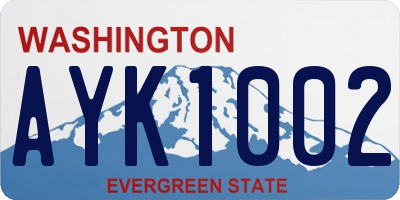 WA license plate AYK1002