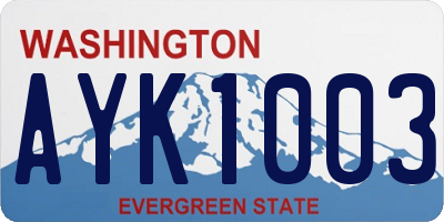WA license plate AYK1003