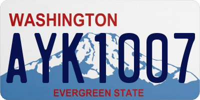 WA license plate AYK1007