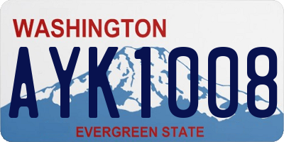WA license plate AYK1008