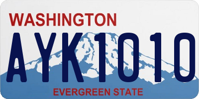 WA license plate AYK1010