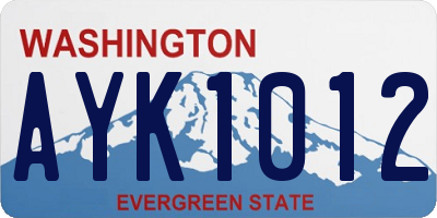 WA license plate AYK1012