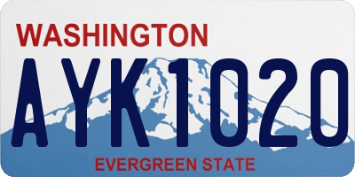 WA license plate AYK1020