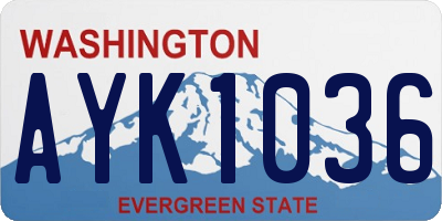 WA license plate AYK1036
