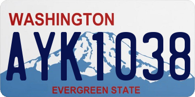 WA license plate AYK1038
