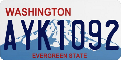 WA license plate AYK1092