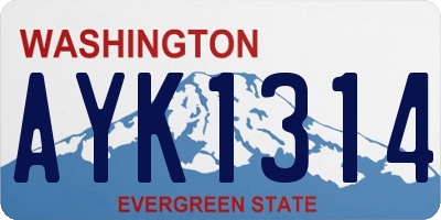 WA license plate AYK1314
