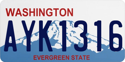 WA license plate AYK1316