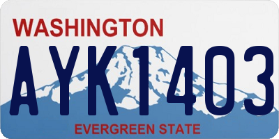 WA license plate AYK1403