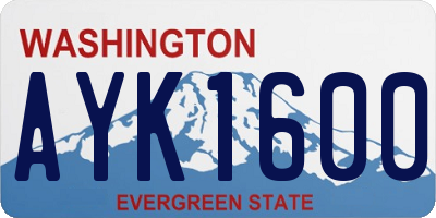 WA license plate AYK1600