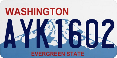 WA license plate AYK1602