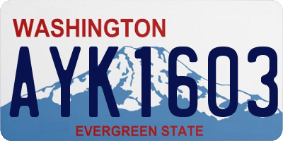 WA license plate AYK1603