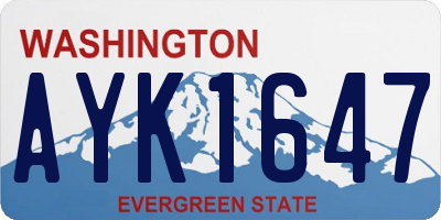 WA license plate AYK1647