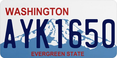 WA license plate AYK1650