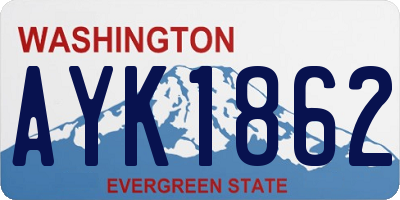 WA license plate AYK1862
