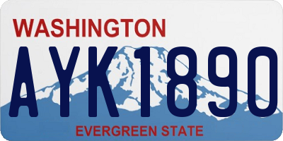 WA license plate AYK1890
