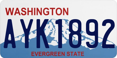 WA license plate AYK1892