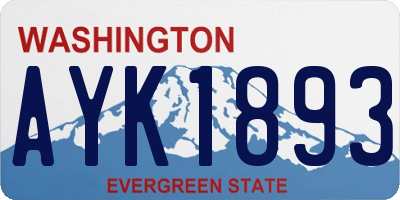 WA license plate AYK1893