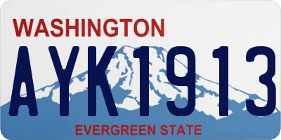 WA license plate AYK1913