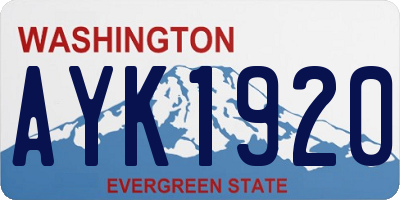 WA license plate AYK1920