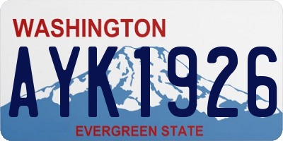 WA license plate AYK1926