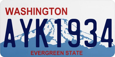 WA license plate AYK1934