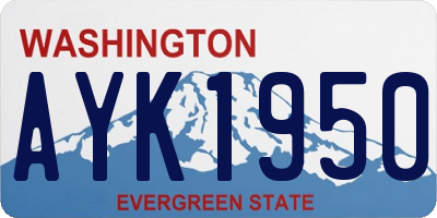 WA license plate AYK1950