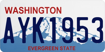WA license plate AYK1953