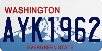 WA license plate AYK1962