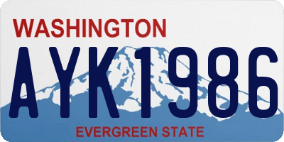 WA license plate AYK1986