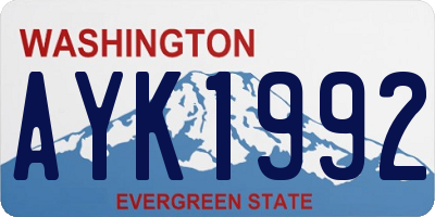 WA license plate AYK1992