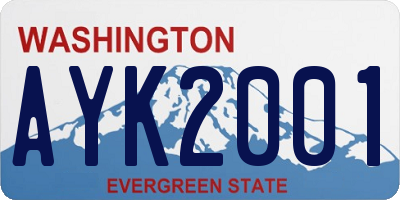 WA license plate AYK2001