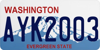 WA license plate AYK2003