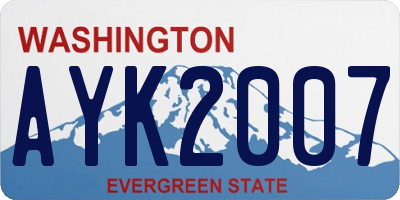 WA license plate AYK2007