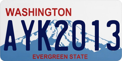 WA license plate AYK2013