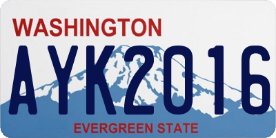 WA license plate AYK2016