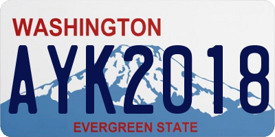 WA license plate AYK2018