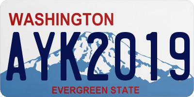 WA license plate AYK2019