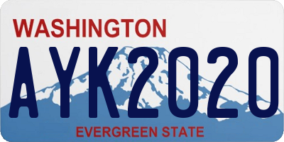 WA license plate AYK2020