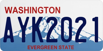 WA license plate AYK2021