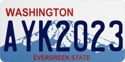 WA license plate AYK2023