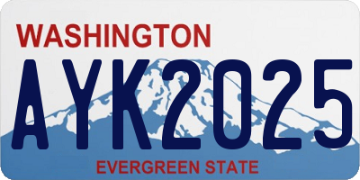 WA license plate AYK2025