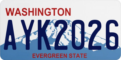 WA license plate AYK2026